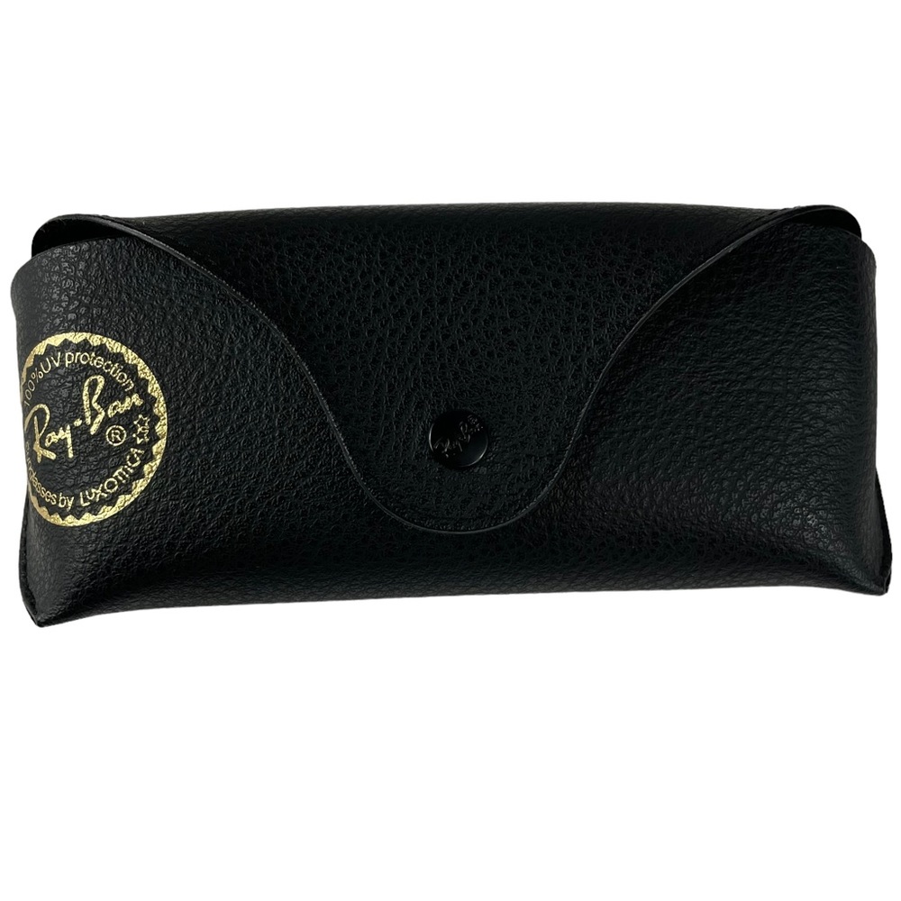 Ray-Ban Sunglasses Eyeglasses Black Soft Leather Case Gold Logo Snap Close Clean